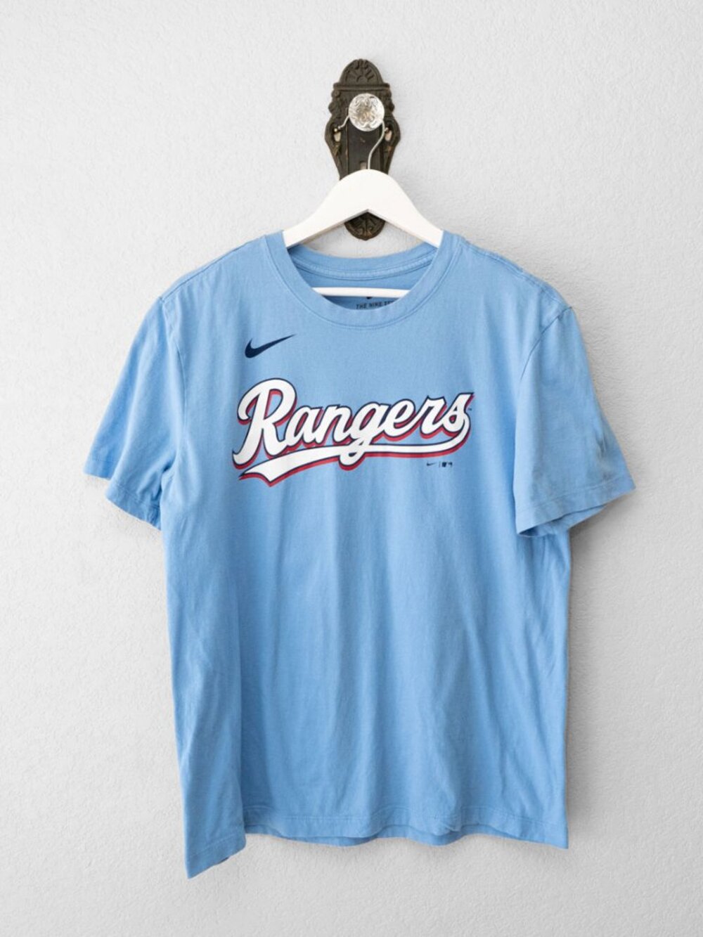 Nike Texas Rangers Adolis Garcia 53 T Shirt Mens M Light Blue MLB Baseball Tee